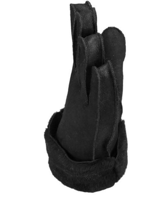 Unisex Leather Gloves with Fur Black