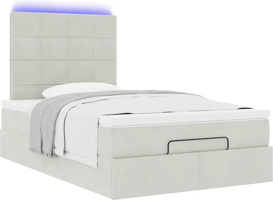 Hälfte-Doppelbett Mit Samt Hellgrau Mit Lattenrost & Matratze 120x190cm
