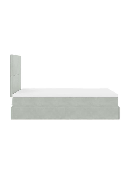 Double Upholstered Velvet Bed Light Gray with Slats and Mattress 120x190cm 3314234