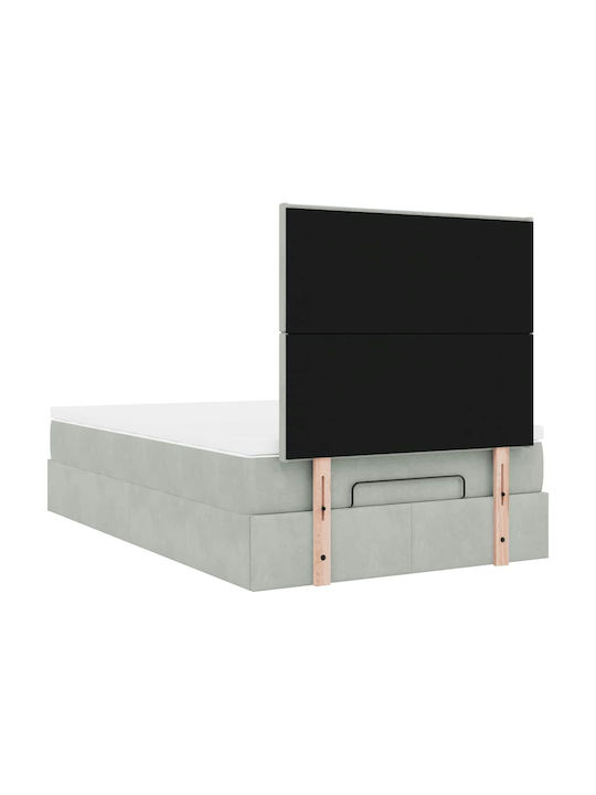 Double Upholstered Velvet Bed Light Gray with Slats and Mattress 120x190cm 3314234