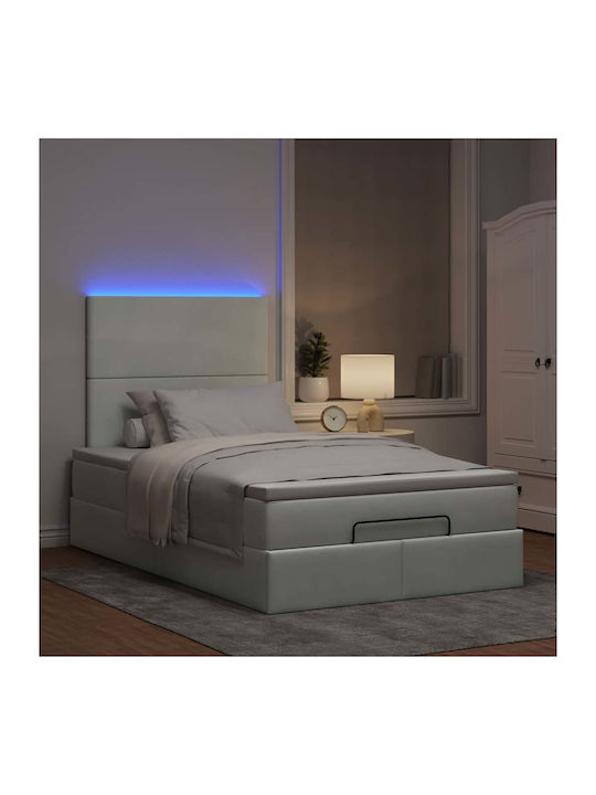 Double Upholstered Velvet Bed Light Gray with Slats and Mattress 120x190cm 3314234