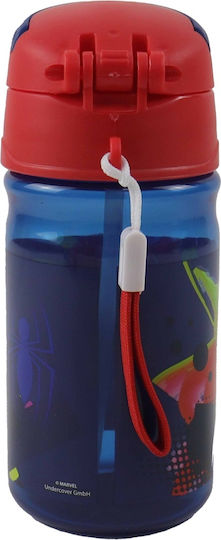 Gim Spiderman Kids Water Bottle Spiderman Plastic with Straw 350ml