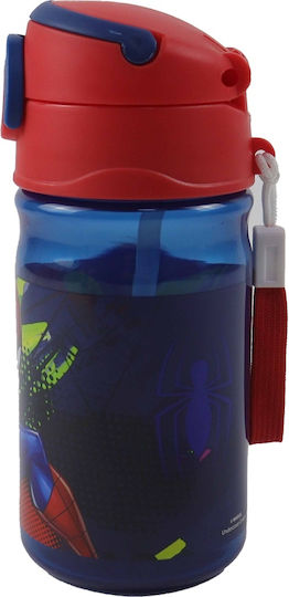 Gim Spiderman Kids Water Bottle Spiderman Plastic with Straw 350ml