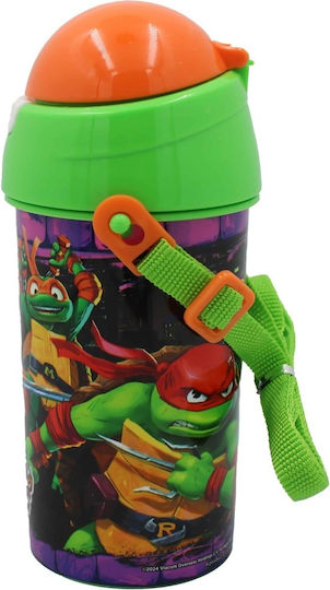 Gim Gim Teenage Mutant Ninja Turtles Plastic Kids Water Bottle with Straw Multicolour 500ml