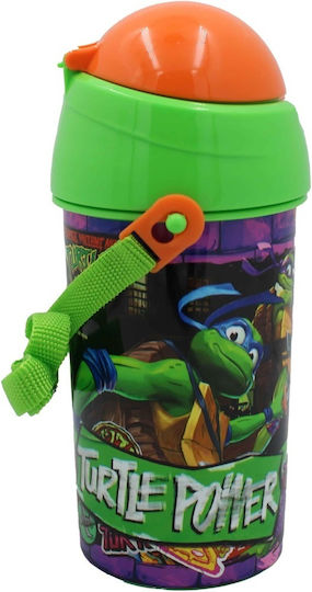 Gim Gim Teenage Mutant Ninja Turtles Plastic Kids Water Bottle with Straw Multicolour 500ml