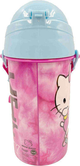 Gim Hello Kitty Детска Бутилка За Вода Hello Kitty Пластмаса със Сламка 500ml