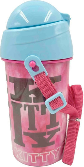 Gim Hello Kitty Детска Бутилка За Вода Hello Kitty Пластмаса със Сламка 500ml