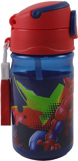 Gim Sticlă de Apă pentru Copii Spiderman Plastic cu Pai 350ml