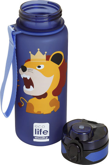 Ecolife Παιδικό Παγούρι Πλαστικό με Καλαμάκι Lion 500ml