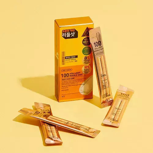 VT Cosmetics Vita-Light Reedle Shot Есенция за Лице с Центела Азиатика и Витамин C за Блясък 10x20ml