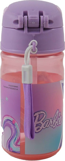 Gim Kids Water Bottle Barbie Plastic with Straw Pink 350ml