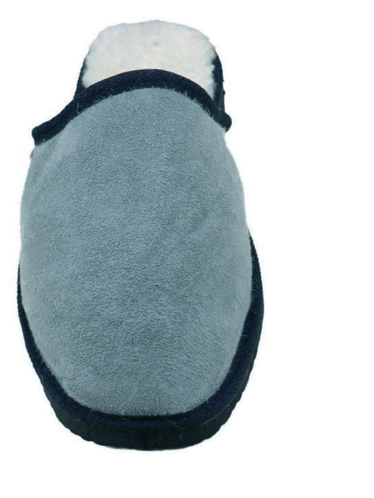 Men's Leather Slippers Light Blue