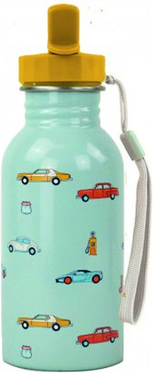 Yoko Design Kinderflasche Rostfreier Stahl mit Strohhalm Auslaufsicher Hellblau 500ml