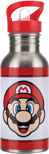 Paladone Kids Water Bottle Super Mario Stainless Steel with Straw 500ml