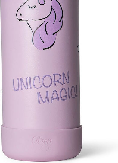 Citron Kids Water Bottle Unicorn Stainless Steel with Straw Non Spill 500ml