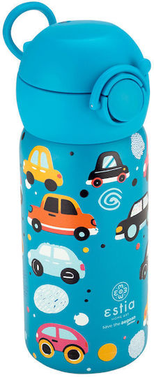Estia Wonder Bottle Save the Aegean Kids Water Bottle Thermos Stainless Steel with Straw Non Spill Cars 350ml