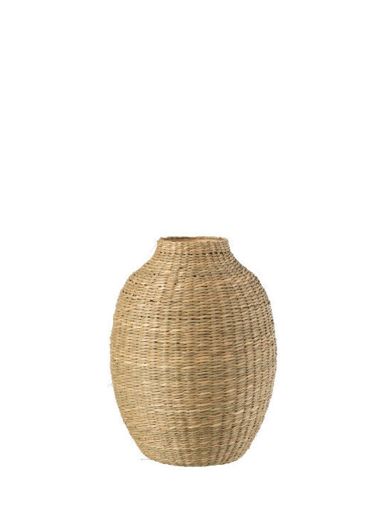 Vază decorativă lungă din bambus și iarbă de mare naturală