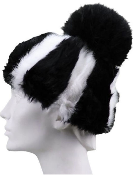 Pom Pom Beanie Unisex Σκούφος Πλεκτός σε Μαύρο χρώμα