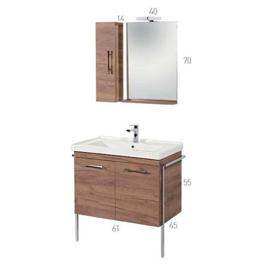Mabo Waschtisch mit Waschbecken & Spiegel Braun