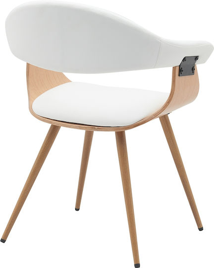 Devra Scaune Sala de mese Lemn White/Natural 1buc 55.5x53.5x77buc
