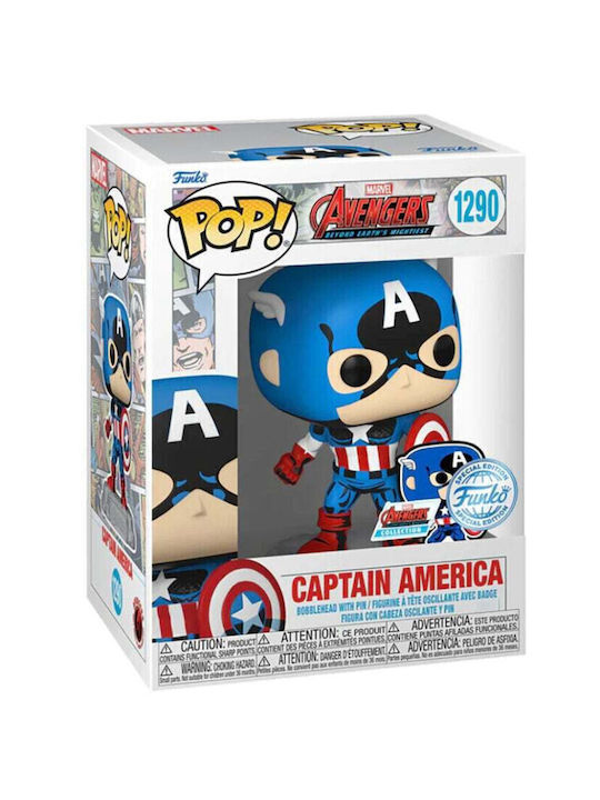 Funko Pop! Marvel: Captain America with Pin Bobble-Head Special Edition