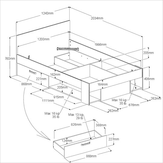 Chilly Υπόστρωμα Ημίδιπλο για Στρώμα 120x200cm Leuko