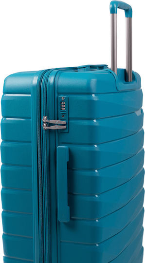 Borsa Nuova Large Travel Suitcase Hard Teal with 4 Wheels Height 76cm 1024-28