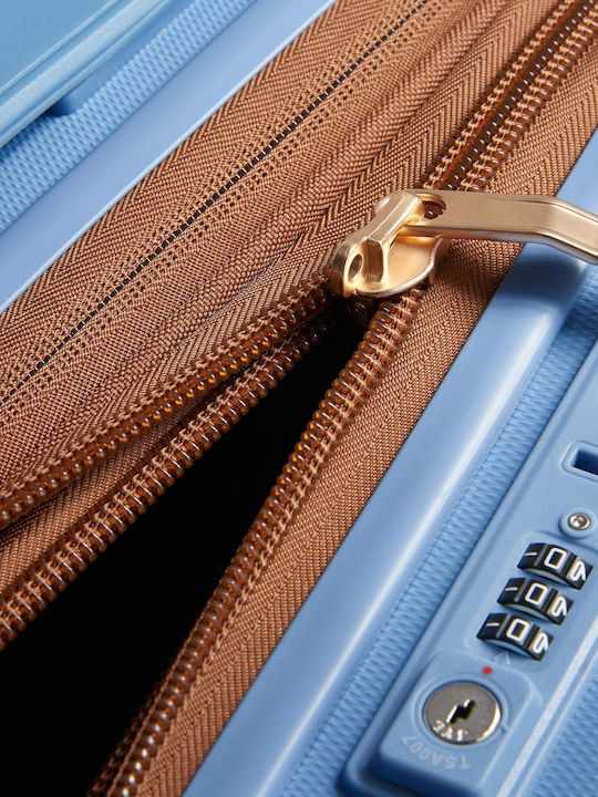 Delsey Sky Blue Hard Cabin Suitcase with 4 Wheels Height 55cm