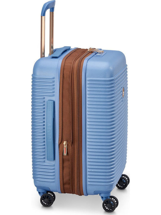 Delsey Sky Blue Hard Cabin Suitcase with 4 Wheels Height 55cm