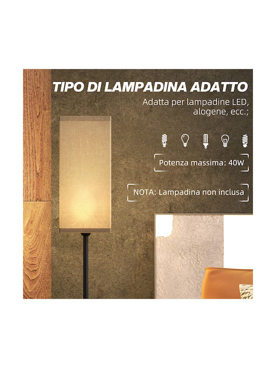 HomCom Floor Lamp H161.5xW25cm. with Socket for Bulb E27 Black