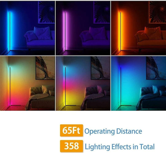 Benson LED Floor Lamp H140xW50cm. with RGB Light Black