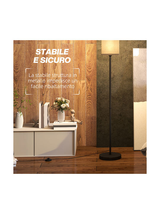 HomCom Floor Lamp H161.5xW25cm. with Socket for Bulb E27 Black
