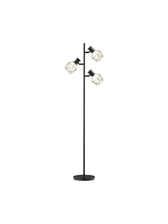 HomCom Floor Lamp H169xW41cm. with Socket for Bulb E27 Black