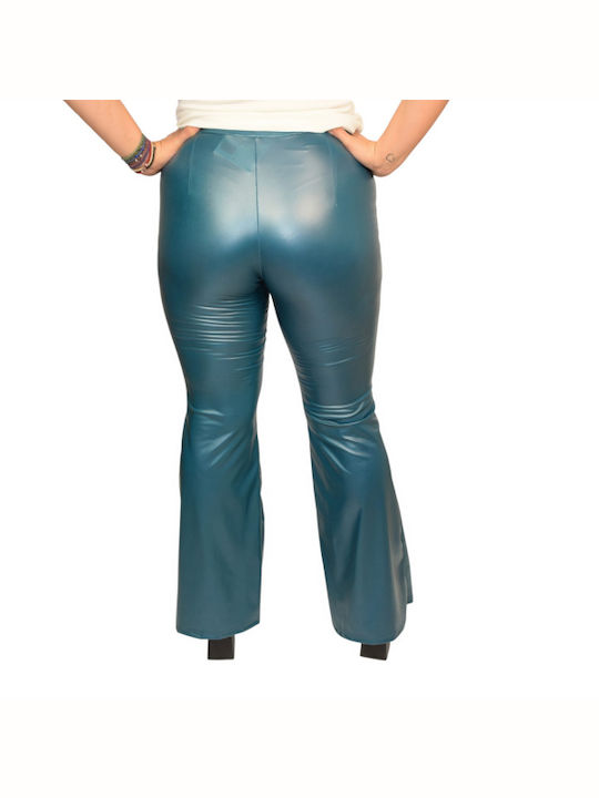 Morena Spain Women's Leather Trousers in Regular Fit Petrol