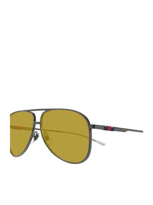 Gucci Men's Sunglasses with Gray Metal Frame and Yellow Lens GG1677S 003