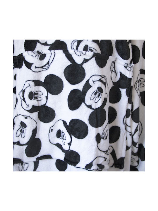 Disney Mickey Mouse Kids Blanket Hoodie Fleece Coral Sleeves Hood Aym072976 White