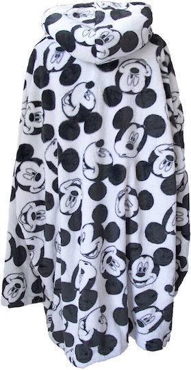 Disney Mickey Mouse Kids Blanket Hoodie Fleece Coral Sleeves Hood Aym072976 White