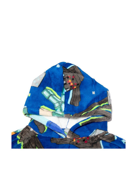 Minecraft Kids Blanket Fleece Coral Hoodie Sleeves Aym076103 Blue