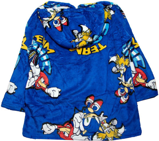 Sonic Παιδική Κουβέρτα Μπλούζα Fleece Coral Μανίκια Κουκούλα Aym071825 Μπλε