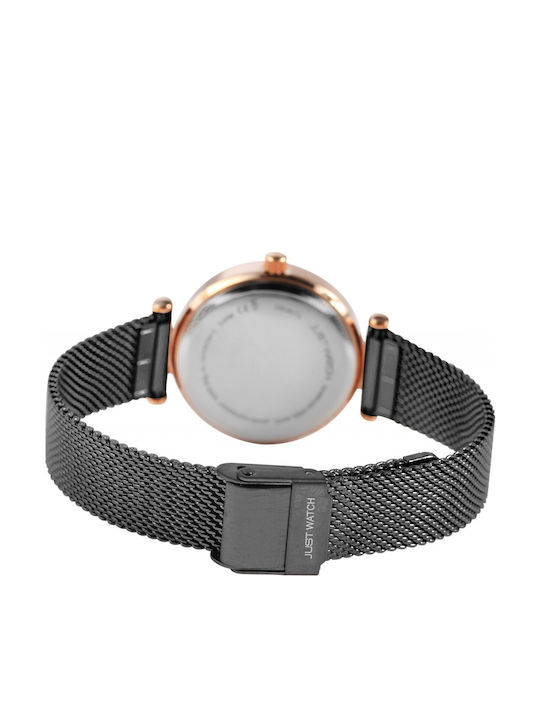 Just Watch Men's Watch Battery with Black Metal Bracelet