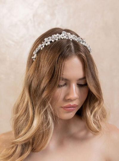 Kόσμημα Mαλλιών Xάντρες Πέρλες Ασημί Rosarina Wedding Headpiece Ba22 Hair Duty Hrd-ba22