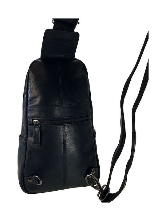 Leder Herrentasche Sling Schwarz