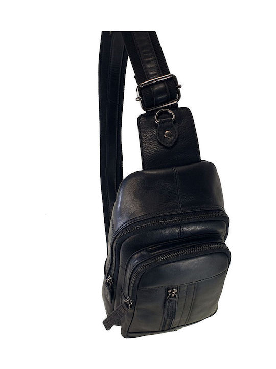 Leder Herrentasche Sling Schwarz