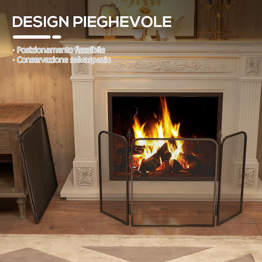 HomCom Μεταλλικό Προστατευτικό Τζακιού 96x56cm Μαύρο