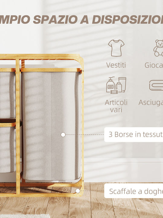 HomCom Καλάθι Απλύτων Bamboo με Καπάκι 50x32x69.7cm Μπεζ