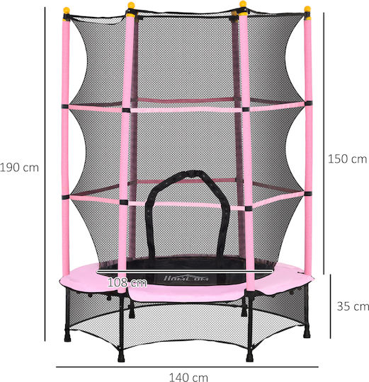 HomCom Outdoor Trampoline Diameter 140cm with Pink Safety Net