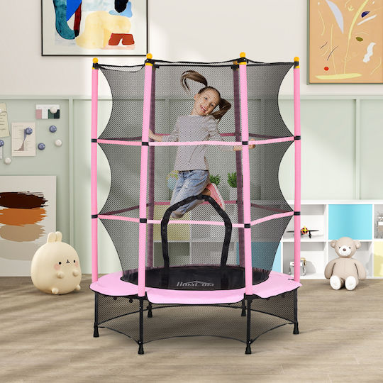 HomCom Outdoor Trampoline Diameter 140cm with Pink Safety Net