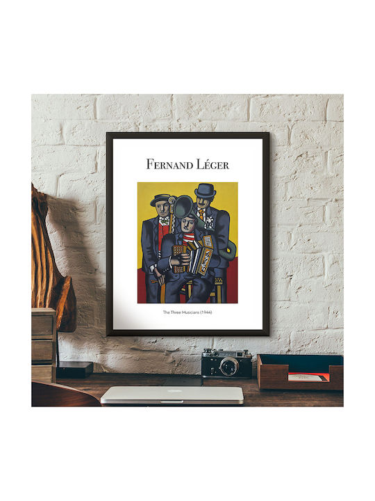 Poster Fernand Leger Trei Muzicieni Art131 60cm X 90cm Ramă din Lemn Negru