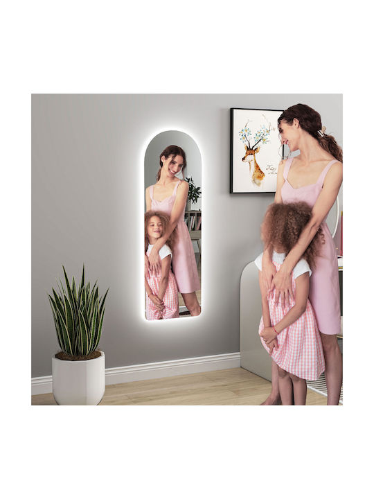 Homcom Wandspiegel Gebogen Verstellbare LED-Beleuchtung Touch-Steuerung Gehärtetes Glas 40x3x120 cm 831-891v90cr