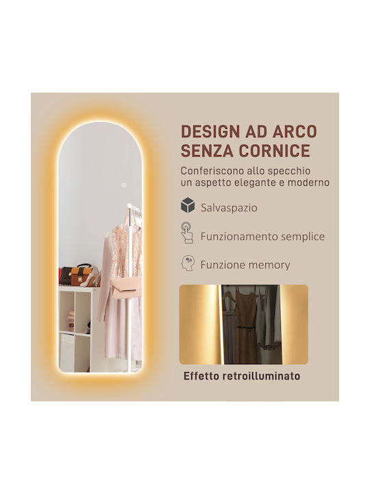 Homcom Wandspiegel Gebogen Verstellbare LED-Beleuchtung Touch-Steuerung Gehärtetes Glas 40x3x120 cm 831-891v90cr
